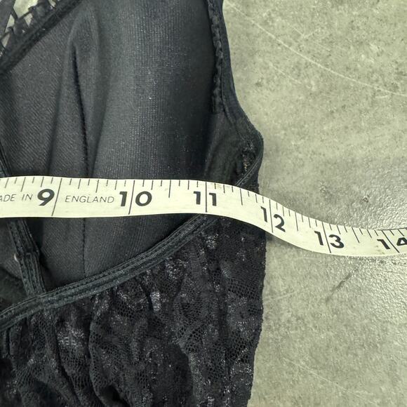Vintage Y2k Black Full Lace Sheer Bow Coquette Cami Tank Top Lingerie Dress S - Picture 4 of 5